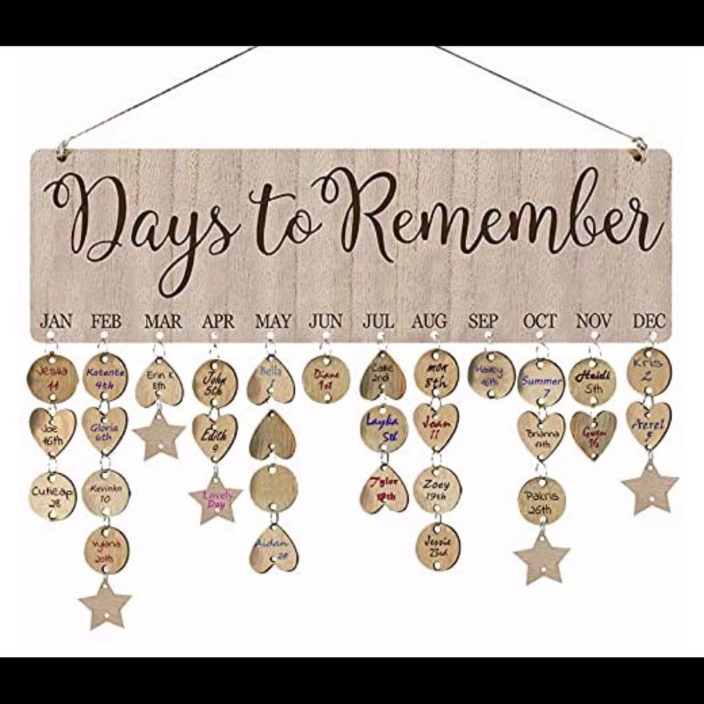 Birthday tracker wall hanger